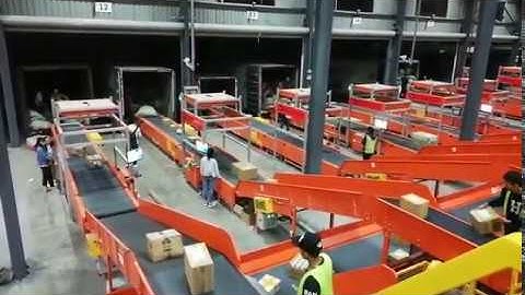 Telescopic belt conveyor automatic container unloading to scanning and weighing equipment