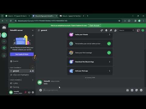 Voice In dictation demo in Discord