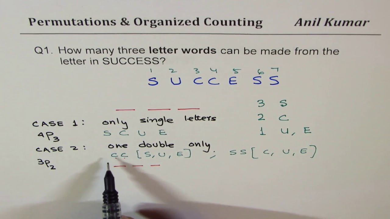 How Many Three Letter Words Can Be Made From Success Permutations