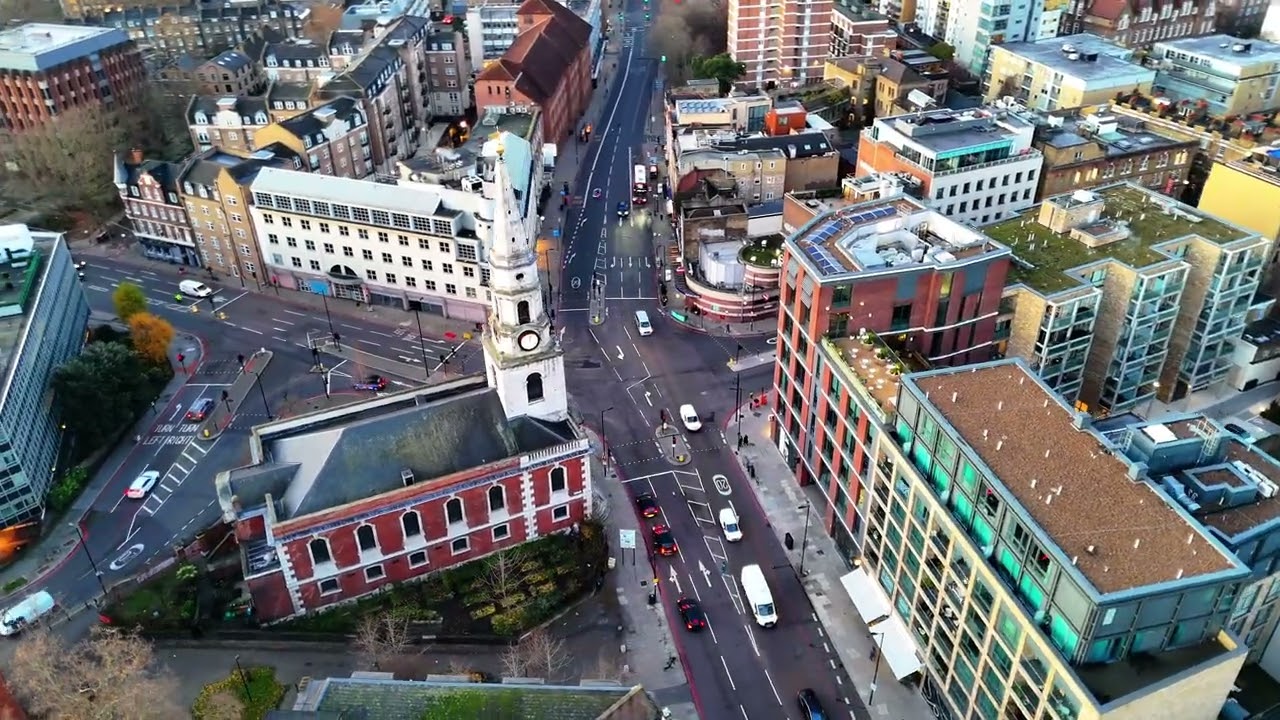 Christian and Islamic architecture - Modernity to Post modernity a drone's eye view of the UK.