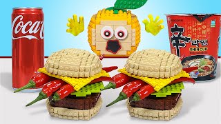 LEGO Spicy Fast Food ASMR (Chilli Hot Dog, Burger, Ghost Pepper,...) - Stop Motion Lego Mukbang