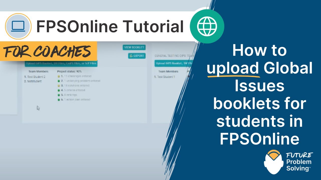 How to upload Global Issues booklets for students in FPSOnline - YouTube