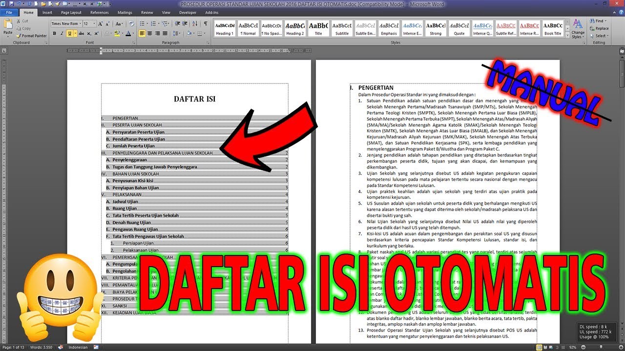 Gak Pake Manual Cara Membuat Daftar Isi Otomatis Di Office Word 2010 Youtube