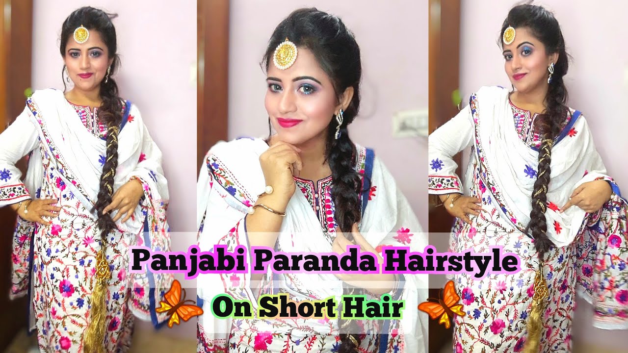 Punjabi Paranda Hairstyle || How to tie a paranda in your short hair and do  a long braid - YouTube