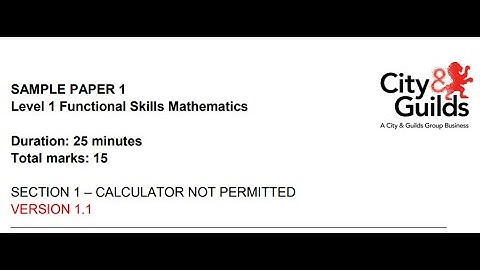 Functional Skills Maths L1 Sample Paper 1 City & Guilds (Complete)