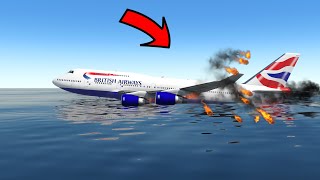 LIVE Boeing 747 EMERGENCY LANDING TO SEA | Live Plane Spotting XPLANE 11