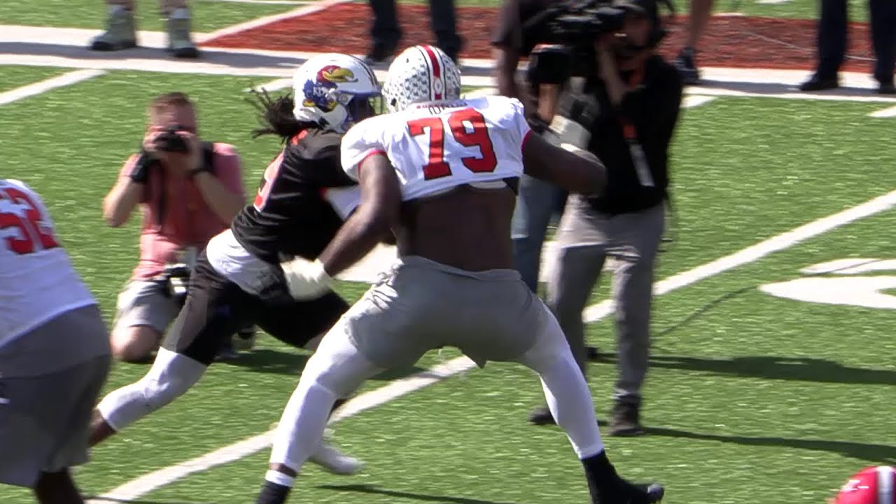 Dawand Jones of Ohio State DOMINATES Reese's Senior Bowl Day 1