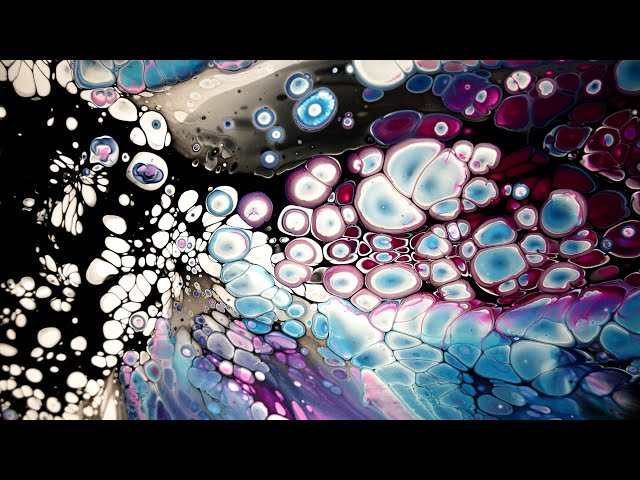 Interesting Cell Reaction ~ Testing New Pouring Medium ~ Acrylic Pour  Painting with Hair Dryer_If you're looking for an interesting way to paint  with fluid acrylics, then check out this video! 