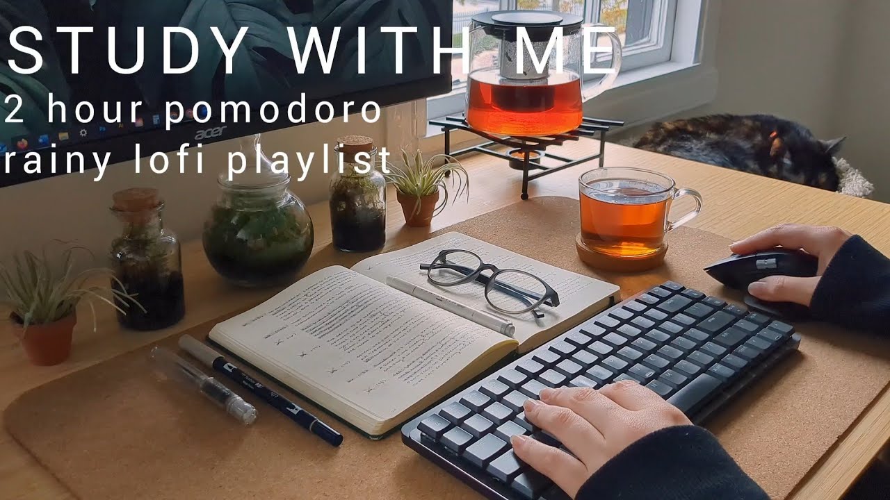 2 HOUR STUDY WITH ME on a RAINY DAY 🌧️ chill lofi music | pomodoro 25/5 ...