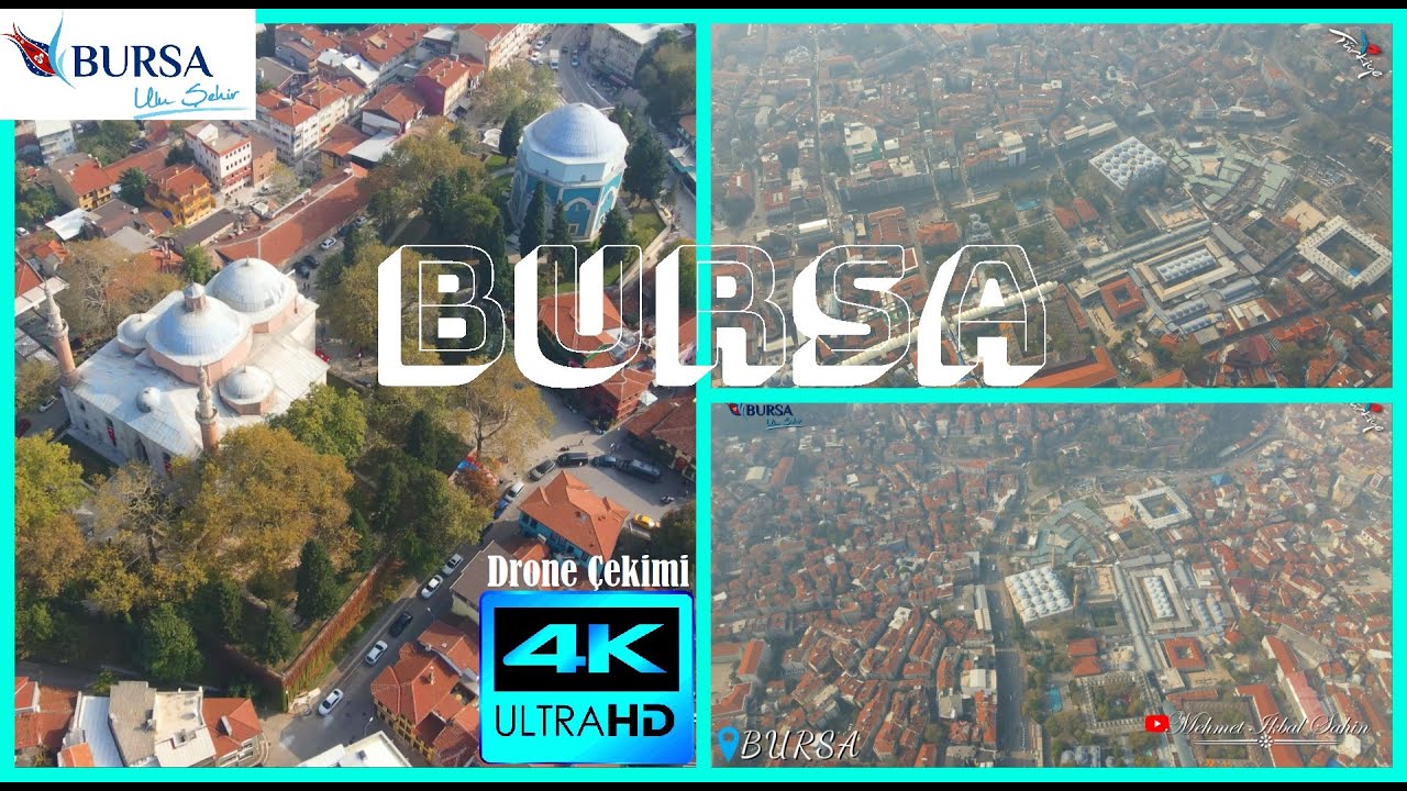 BURSA - Kamberler Parkı'ndan Yeşil Cami, Yeşil Türbe ve Ulu Cami - Havadan 4K Drone Çekimi/ 31.10.23