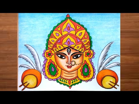 Durga ( Vol 2 ) - Pencil Colour Sketch on Paper - 14 x 22 Inch -  crafttatva.com