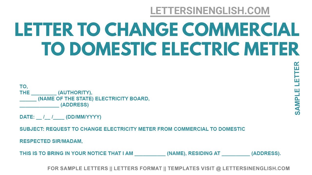 application letter for electricity meter name change