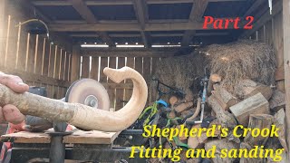 How i make a Shepherds Crook and fit to a Hazelwood shaft. Sanding,Shaping, Copper tips.