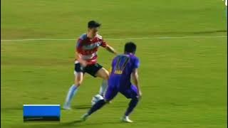 Aksi pemain madura united vs rans nusantara fc 09/08/2023