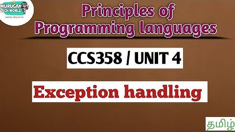 Exception handling in principles of Programming languages tamil||CCS358||Anna University syllabus.