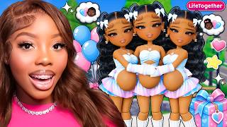 TRIPLET SISTERS Throw A GENDER REVEAL PARTY ⭐ | Roblox Life Together Rp Snapchat