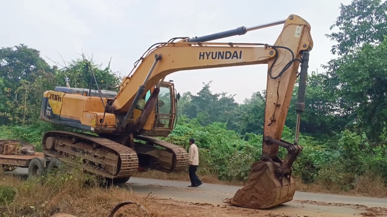 Trailer Par Excavator Loading & Unloading Full Process 