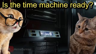 Two cats use a time machine