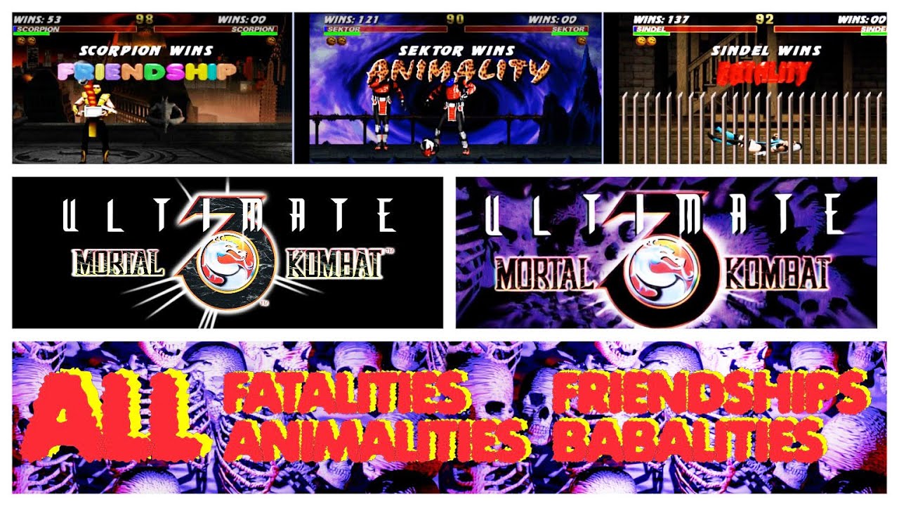 Ultimate Mortal Kombat 3 All Fatalities, Frienship and Babalities (1996 -  Snes) 