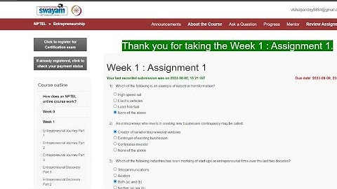 NPTEL entrepreneurship assignment answers week-1 #nptel#swayam #entrepreneurship #nptelcourseanswers