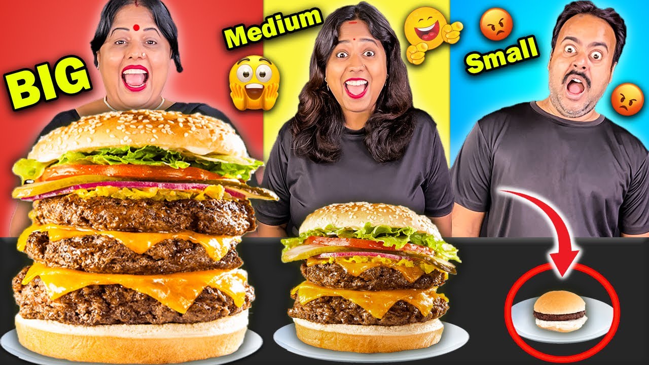BIG VS MEDIUM VS SMALL FOOD CHALLENGE ! Extreme Funny Food Challenge ...