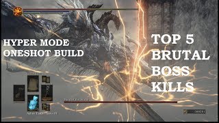 Dark Souls 3 - Most Brutal Boss Kills Top 5
In hyper mode. NG Bosses. (Lothric and Lorian was on NG+)
Using:
Red Tearstone Ring
Morion Blade
Power Within
Sacred Oath or Oath of Sunlight
Deep Protection
Super Sacred Oath (from the hollow priest in Lothric Castle)
Dragon Torso Stone Buff
Replenishment
Weapon and Attack Spells:
Ledos Greathammer,
Lothric Knight Greatsword (Sharp infused)
Lightning Blade
Sunlight Spear,
Great Soul Dregs
Izalith Staff
I hope you enjoy it! Dark Souls 3 - Most Brutal Boss Kills Top 5