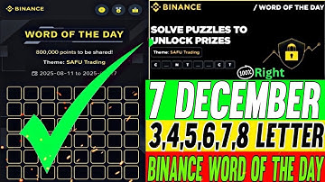 Binance Word of the day today Crypto Bitcoin theme Demo Trading wotd wodl answer 1-7 December 2025