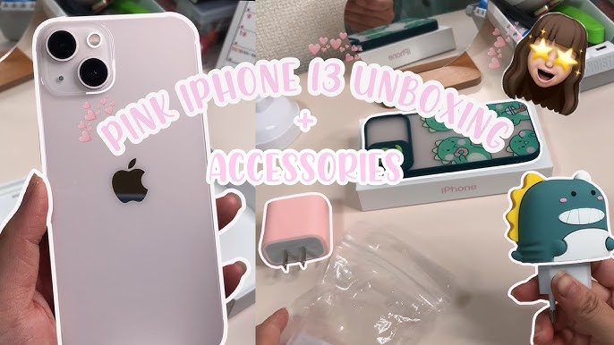 iphone 13 pink unboxing + cute accessories, camera test + iphone 12 pro  max comparison