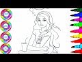 Coloring Barbie Girl Drawing with Rainbow Colored Watches Coloring Pages l Brilliant Kids Colouring