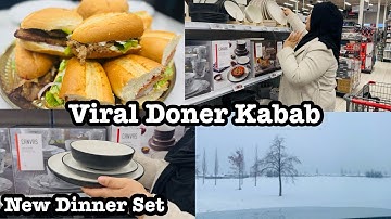 Viral Doner Kabab Recipe | Hamari Snow Ki Routine ❄️ New Dinner Set At Canadian Tire 🇨🇦