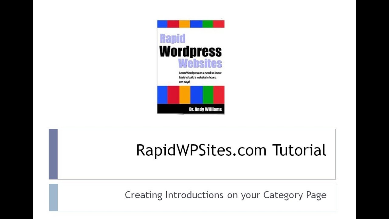 wordpress tutorials youtube Creating Category Page Introductions
