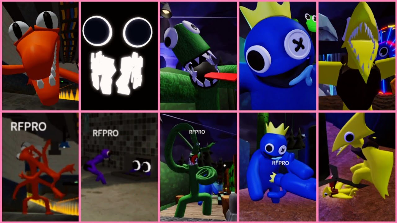 rainbow friends 3rd person jumpscares l orange purple green yellow