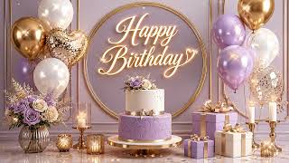 Purple Gold Happy Birthday Background 💜 Elegant Party Screen Idea | 4K No Music screenshot 3