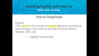 Paraphrasing Sentences in Academic English Writing
