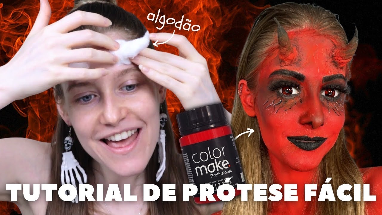 MAQUIAGEM DE HALLOWEEN - FAZER CHIFRES COM ALGODÃO