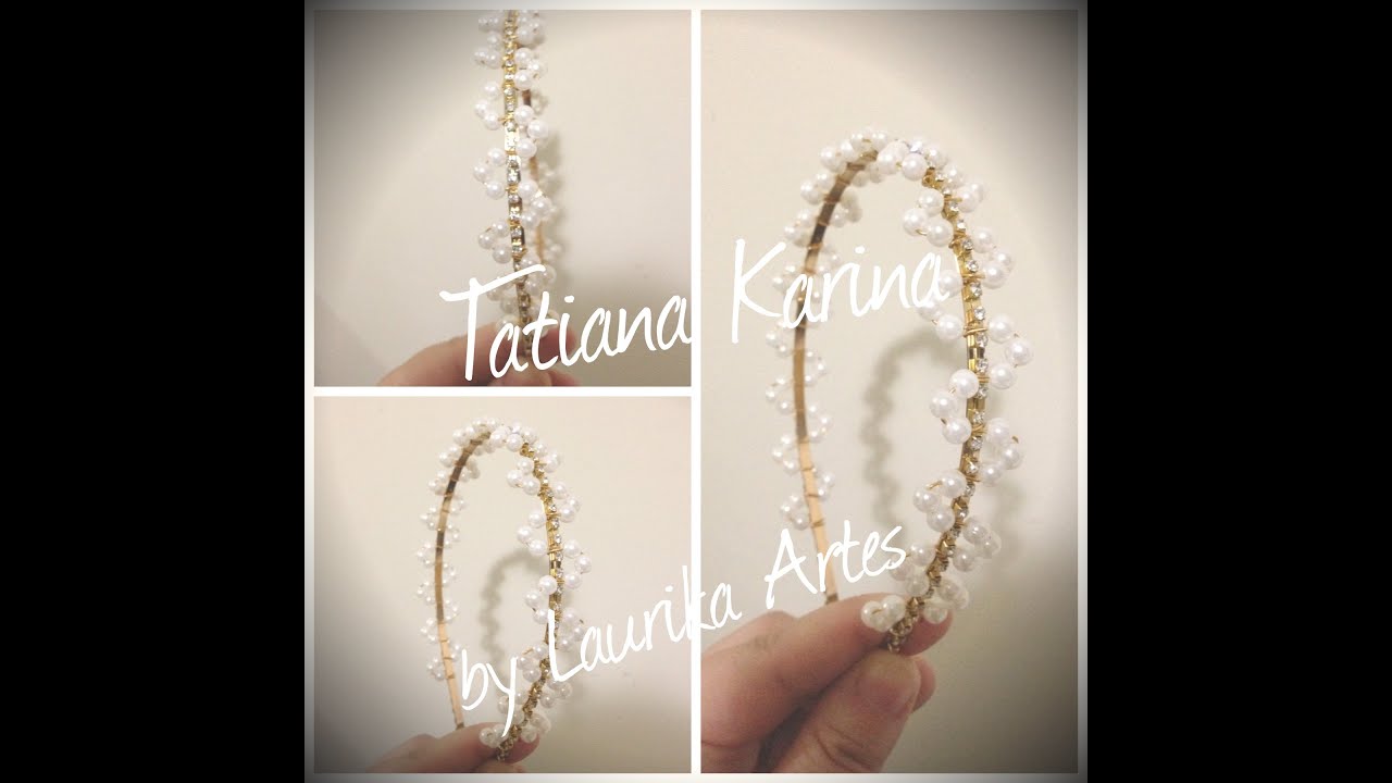 Tiara de strass e pérolas