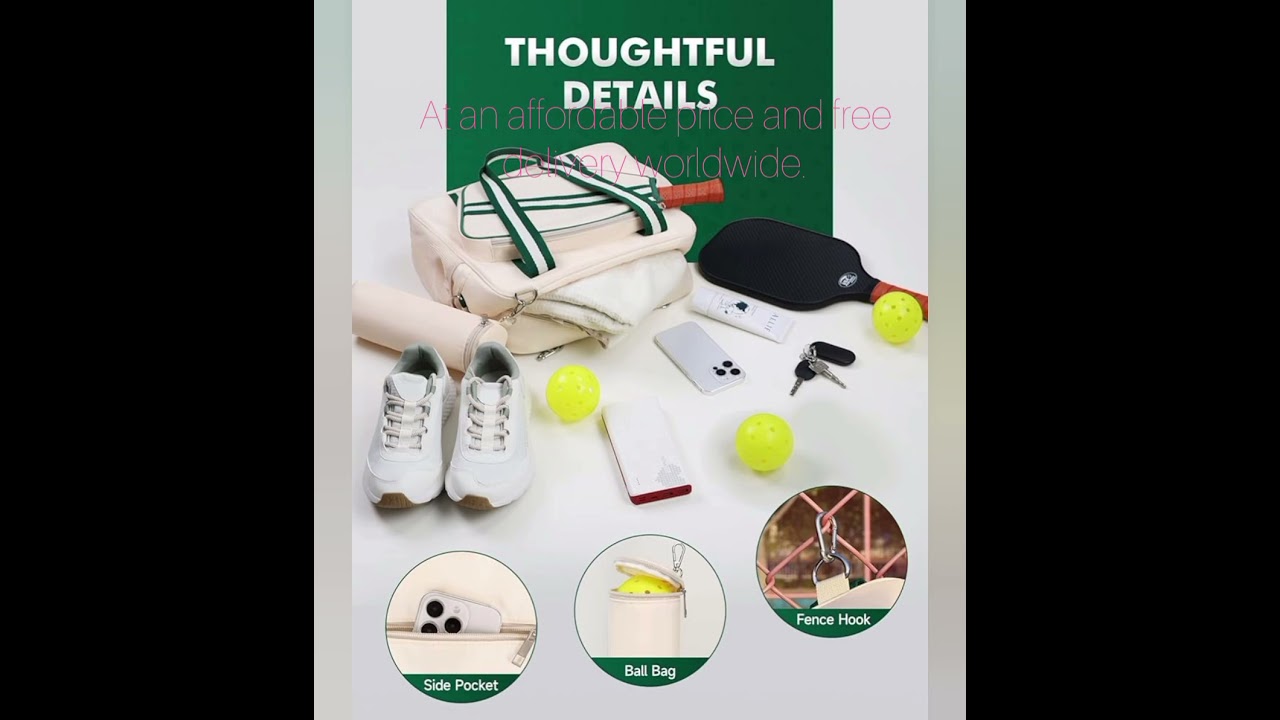 Stylish Pickleball Tote with Ball Bag. 