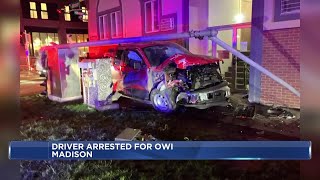 Madison man arrested after allegedly driving the wrong way, crashing into building