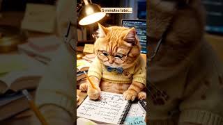 This Chubby Cat Is Too Sleepy to Study Math 😂