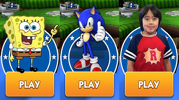 Sonic Dash vs SpongeBob: Sponge on the Run vs RYAN