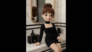 ✨ Elegant Crochet Doll Aesthetic 🖤🧶 #characterdesign #amigurumi #crochettoy #crochet #cute #diy