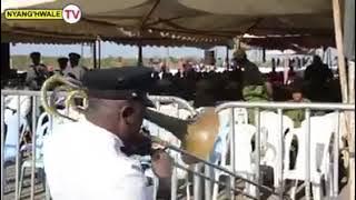Tanzania's military band group playing Trumpet 🎺 at late president JPM's ⚱️ funeral .
