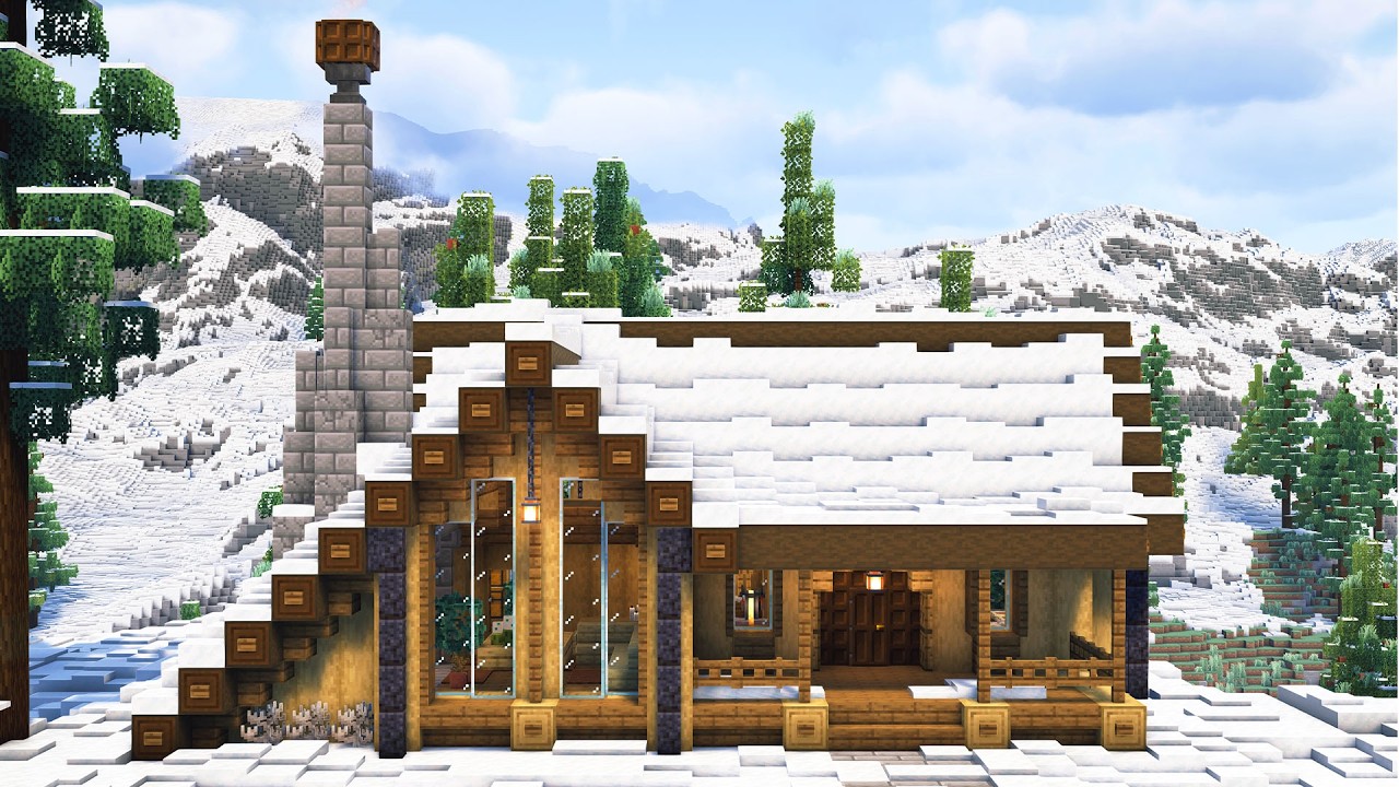 Minecraft: How to Build a Winter Cabin | Survival Log House Tutorial