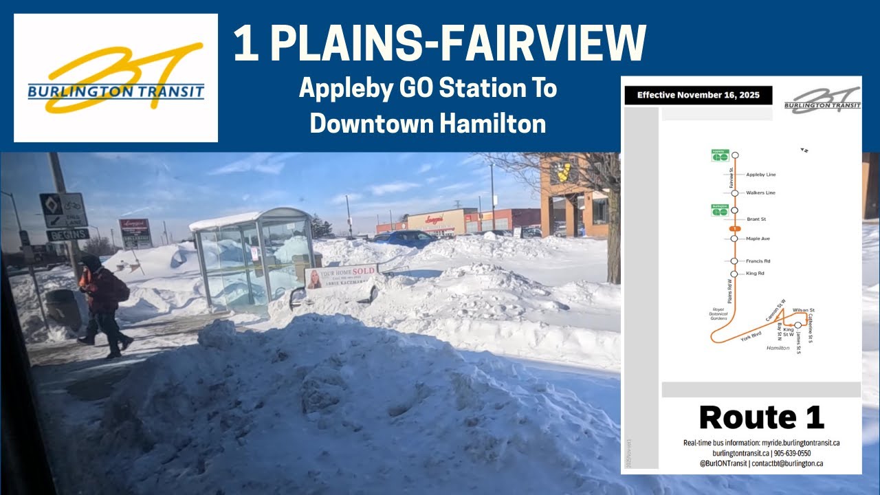 Burlington Transit 1 Plains-Fairview - Appleby GO Station To Downtown ...