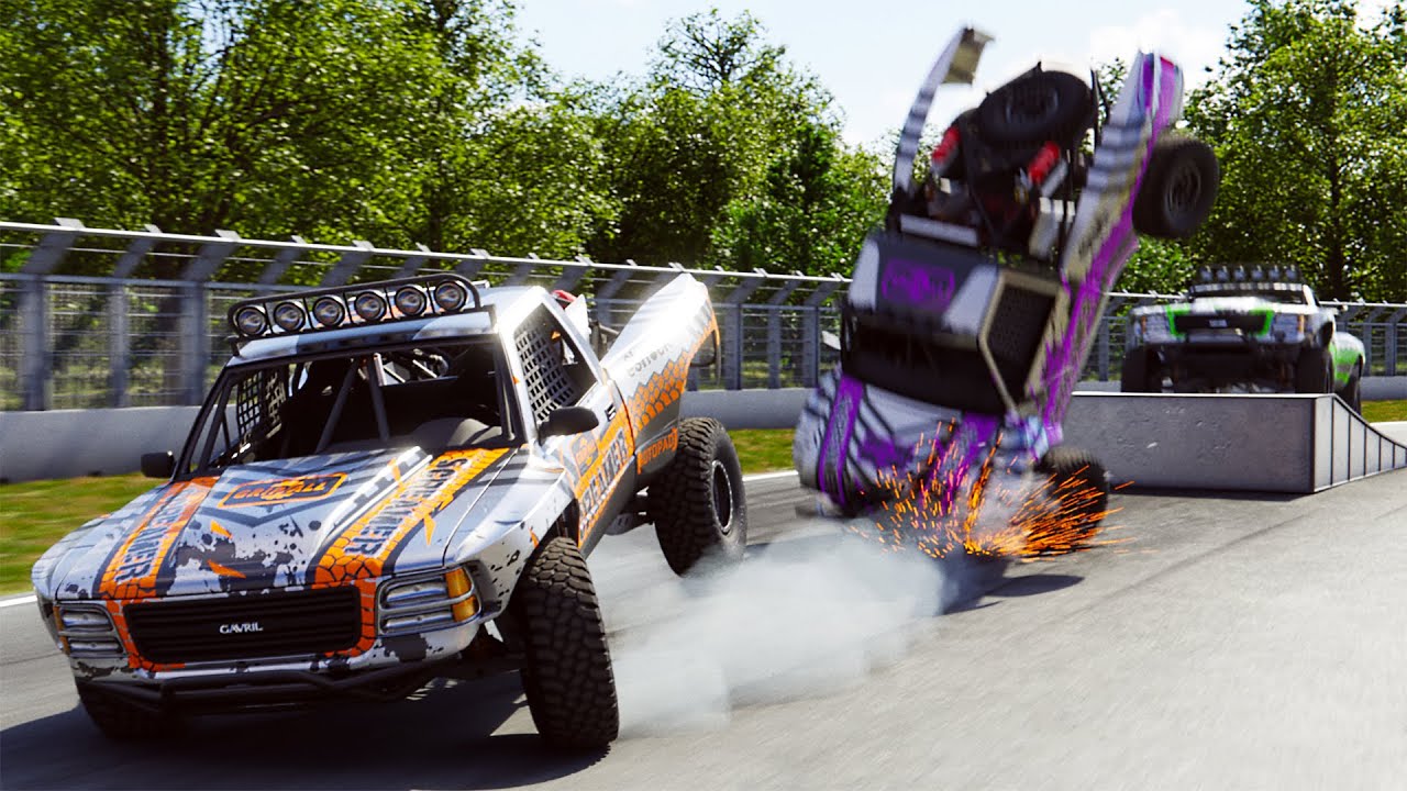 Multiplayer Stadium SUPER TRUCK Racing! HUGE AIR & Crashing! - BeamNG Multiplayer
