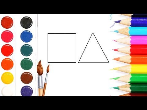 как нарисовать Треугольник и Квадрат. How to draw a Triangle and a Square for kids.
