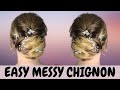 How to do a low messy chignon hairstyle - easy hair tutorial