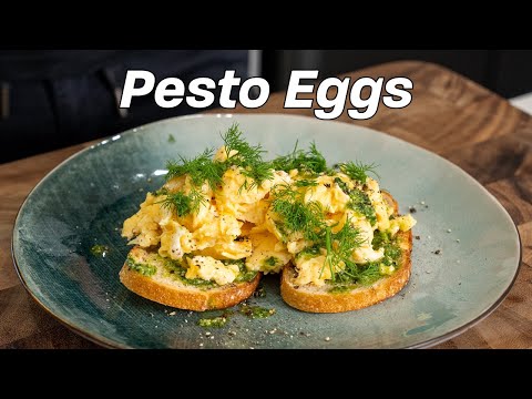 Basil Pesto Scrambled Eggs On Sourdough  10 Minute Breakfast Recipe