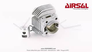Cylindre / Piston (Kit) Airsal Ø39 - 50cc - Carré - pour Mobylette Motobécane MBK 88 / 89 / 92 / 93