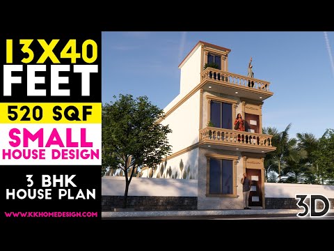 13x40 Feet Small Space House Design With Front Elevation || Modern House Design Plan#55